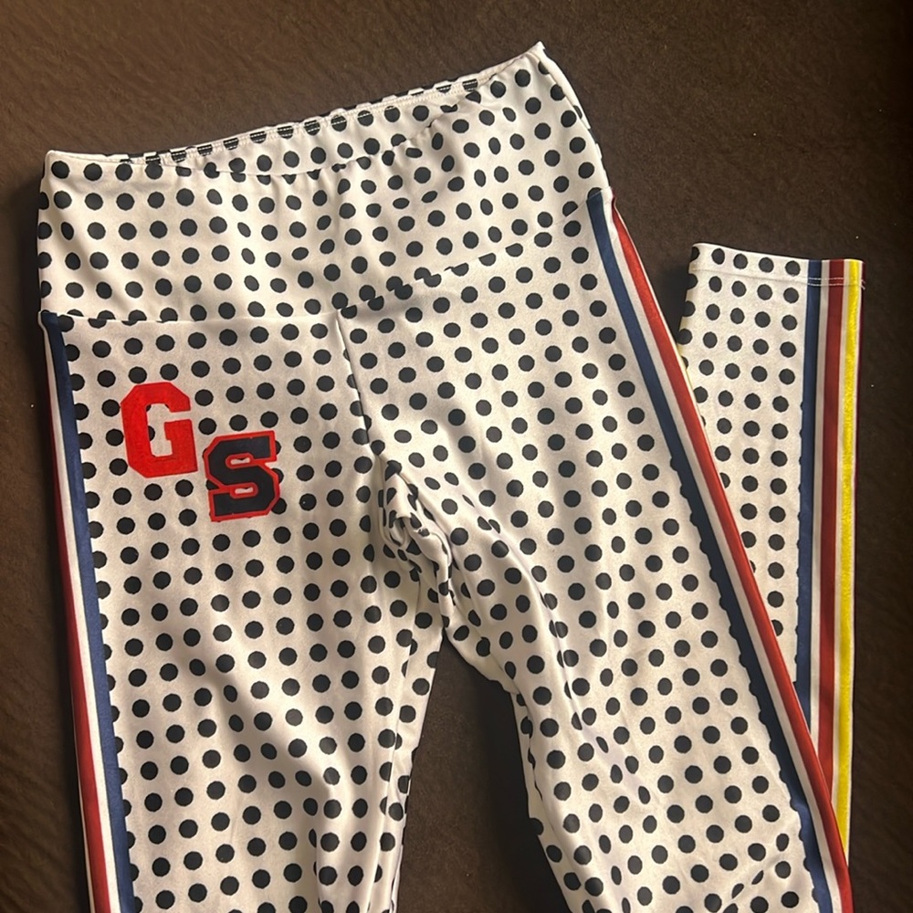 Goldsheep leggings with Polka Dots and Stripes down the side